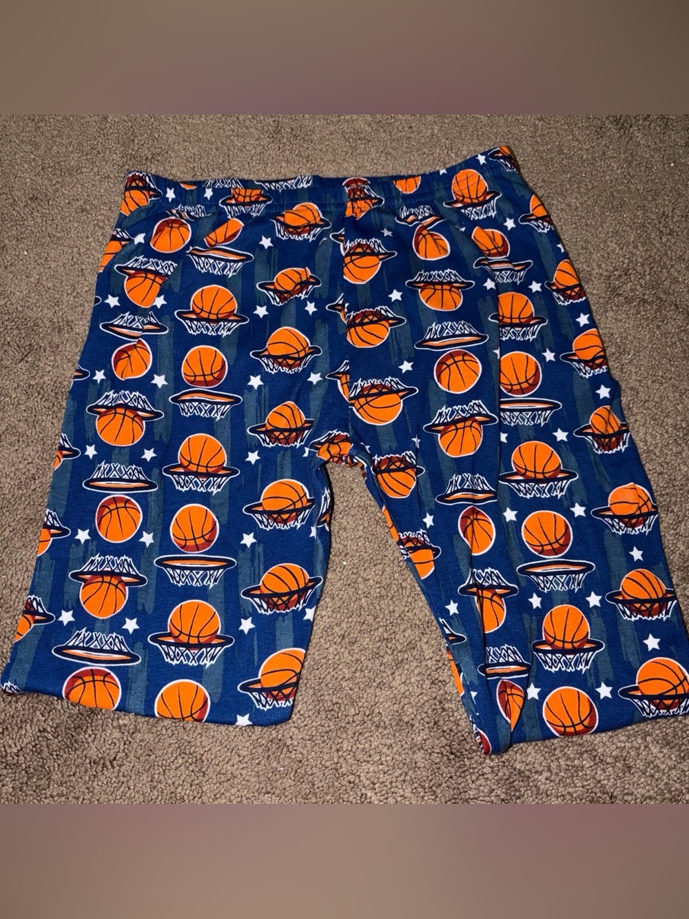 Kids Navy Basketball-Print Pajama Pants
